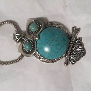 Owl necklace with turquoise stone